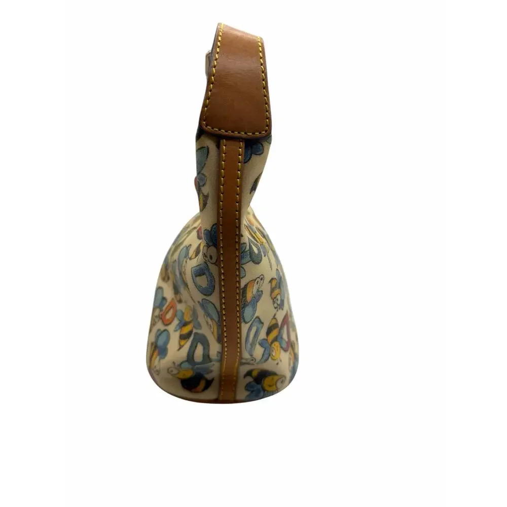 Dooney & Bourke Bumble Bee Print Small Hobo Shoulder Bag Rainbow Zip Rare Y2K
